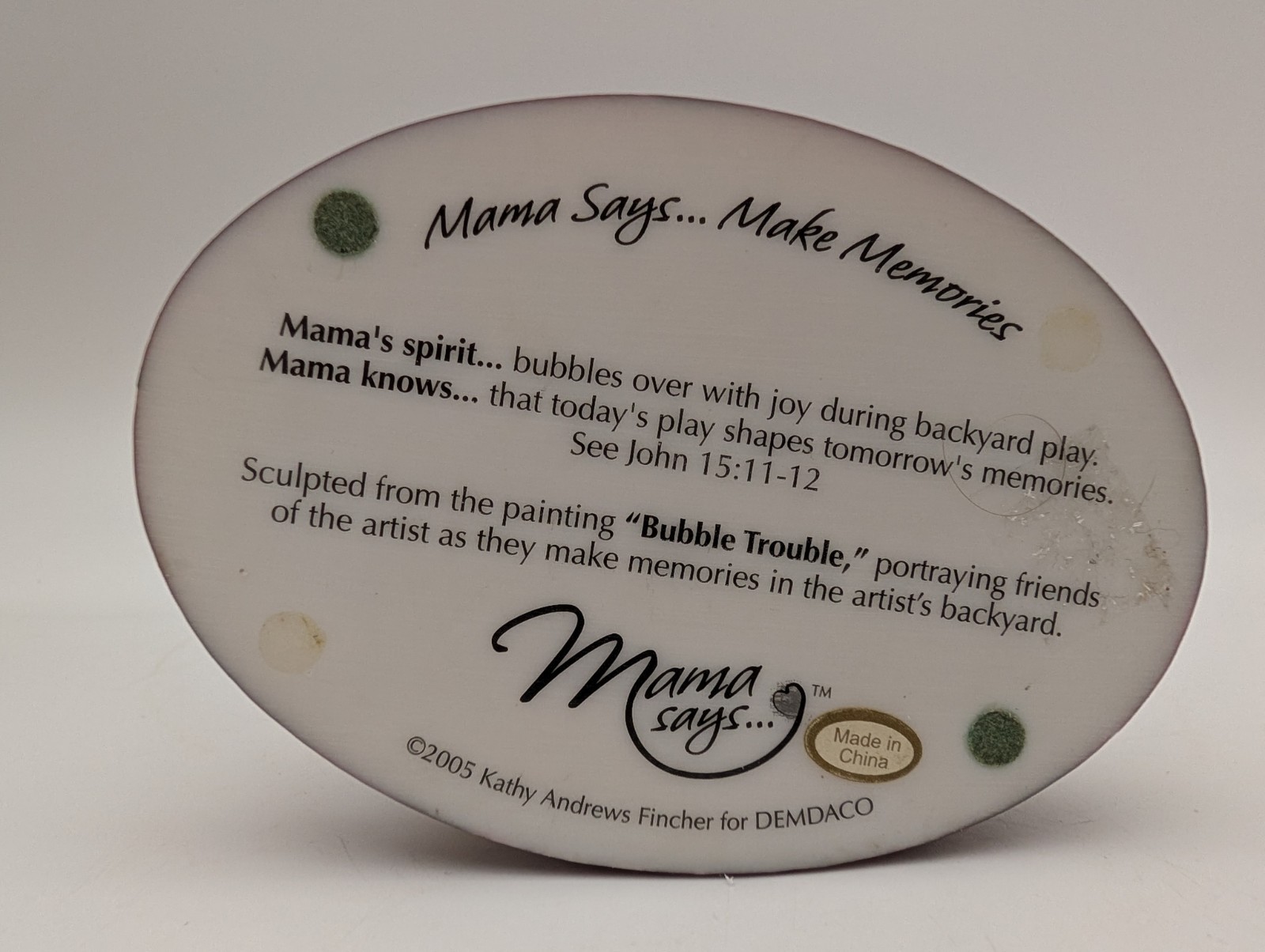 DEMDACO Mama Says… Make Memories “Bubble Trouble” Collectible Figurine 2005 Box