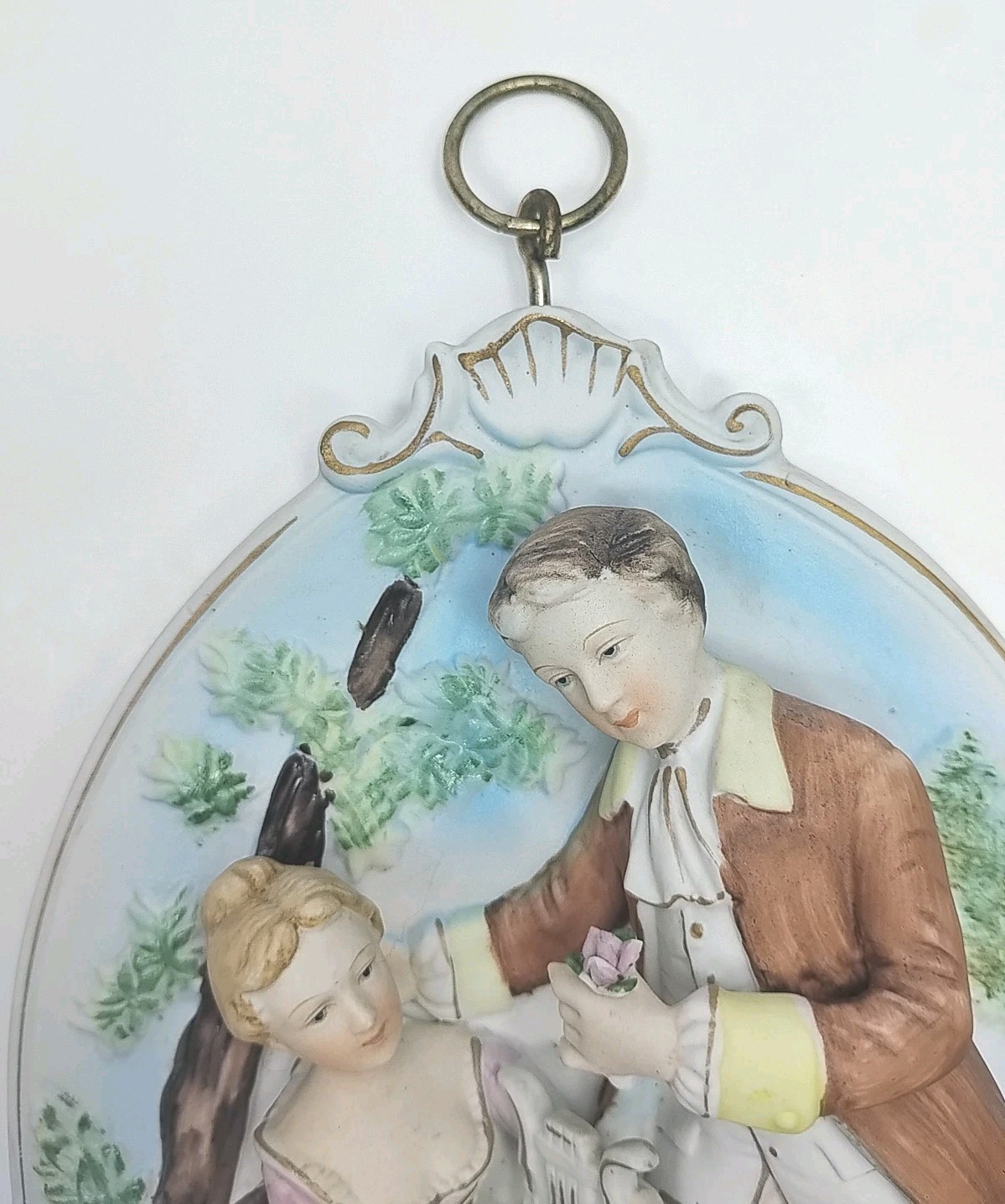 Vintage Porcelain Courting Couple Plaques With Man And Women Set Of Two 🥳