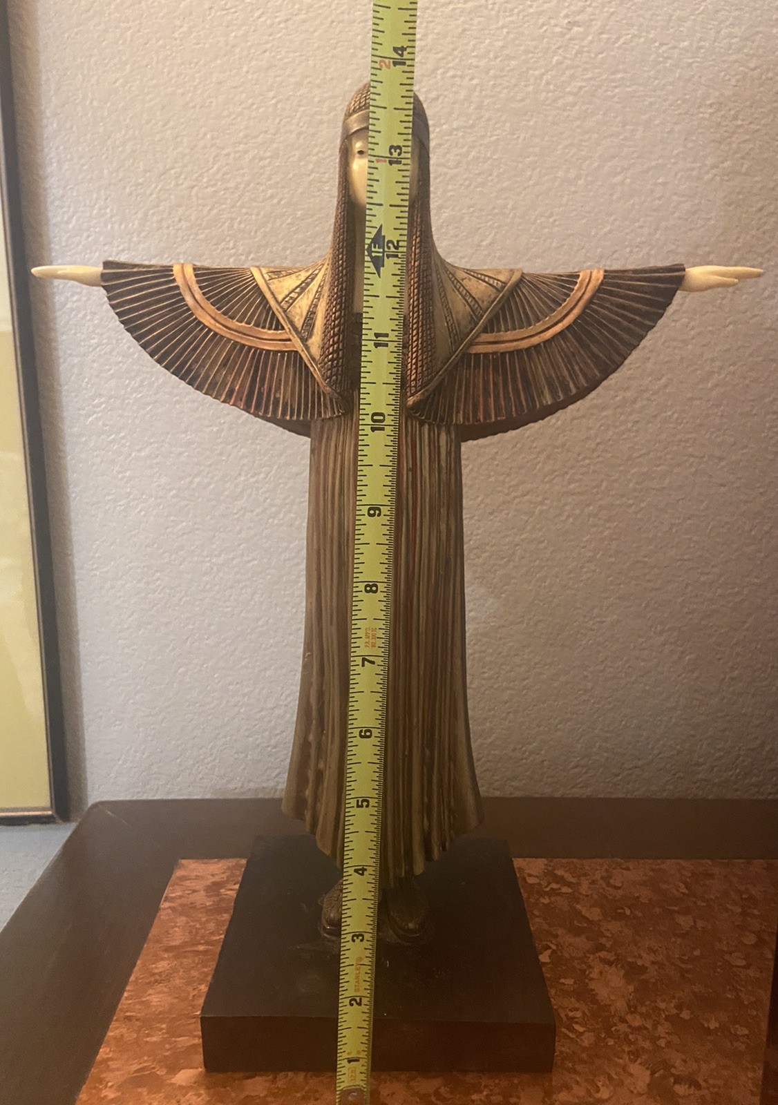 Art Deco Egyptian Winged Goddess Standing Statue Figure Resin? Isis Cleopatra