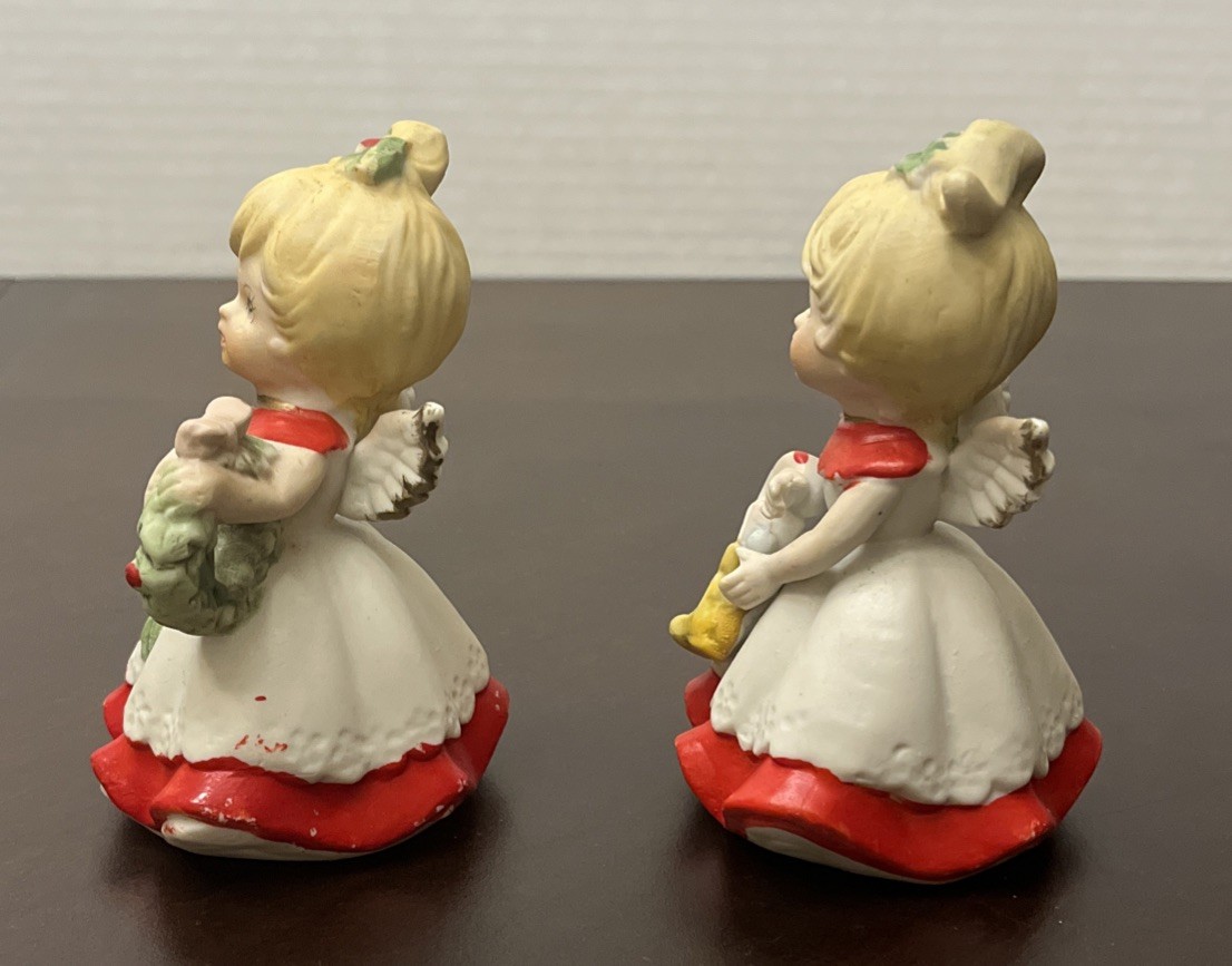 Vintage Set of 2 Homco Christmas Angels Figurines Made In Taiwan #5402