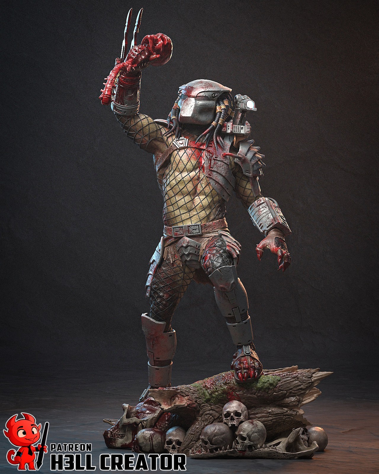 Predator 1/10 Scale Statue 3D Print Model Kit Unpainted