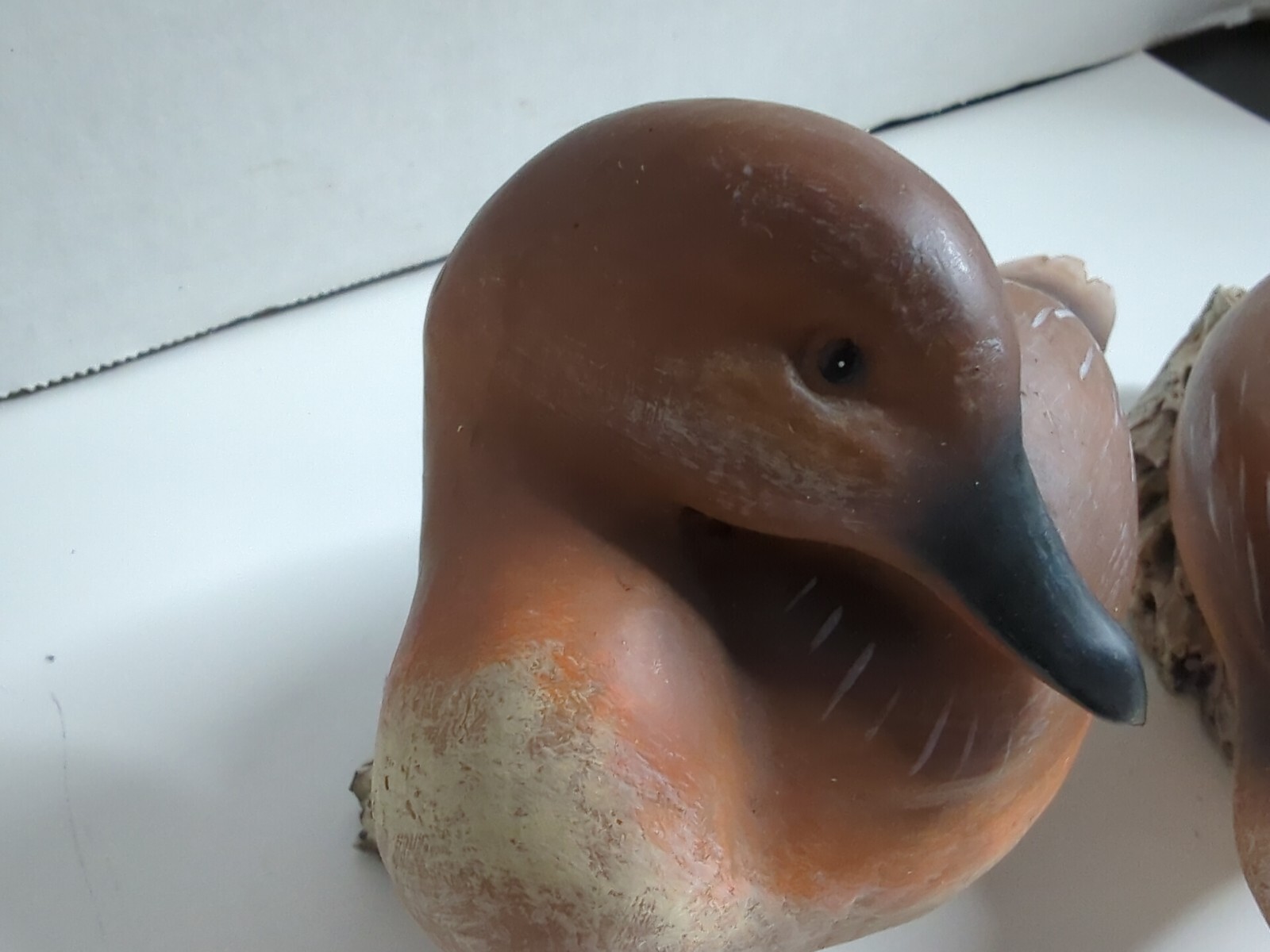 MCM Set Of 2 Duck Figurines Sitting On Faux Driftwood