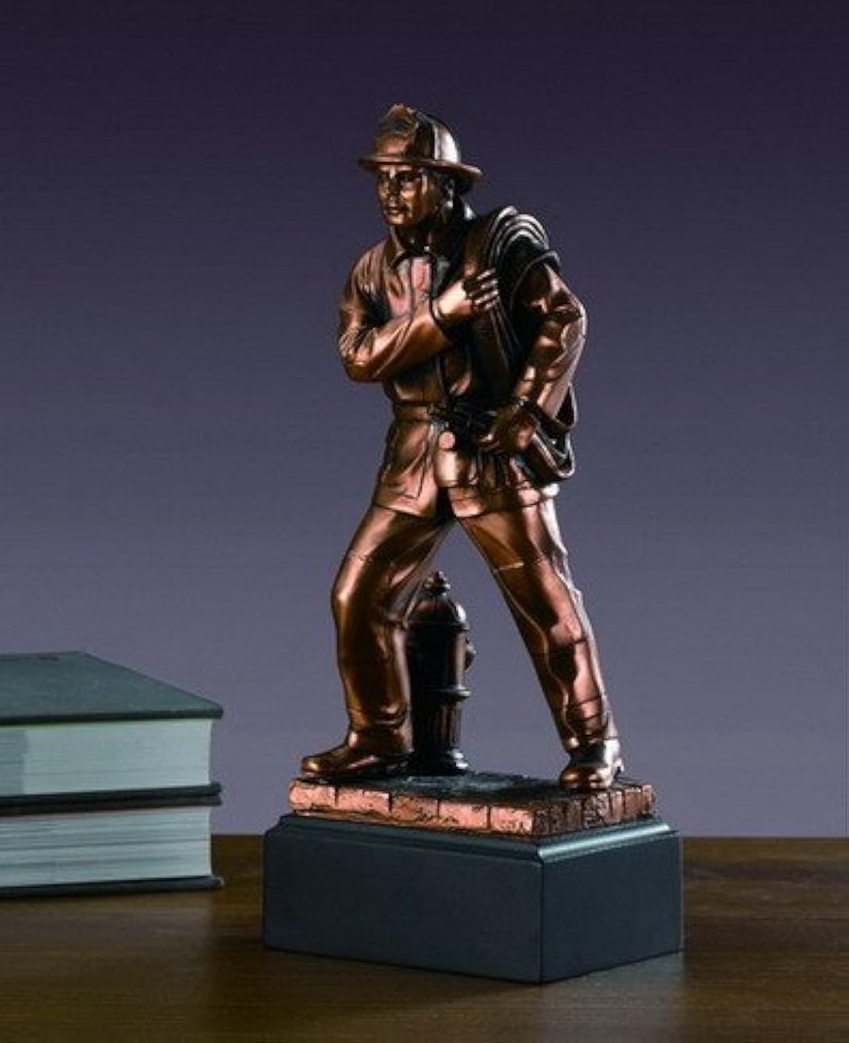 Not Just an Empty Box Fire Fighter Statue Bronze Plated Fireman Figurine