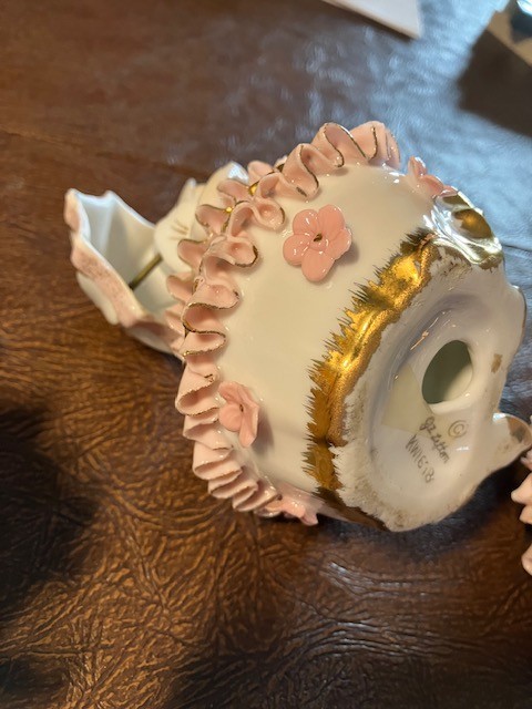 LOT OF 3 GEO Z LEFTON VINTAGE SOUTHERN BELLES FINE CHINA RUFFLES