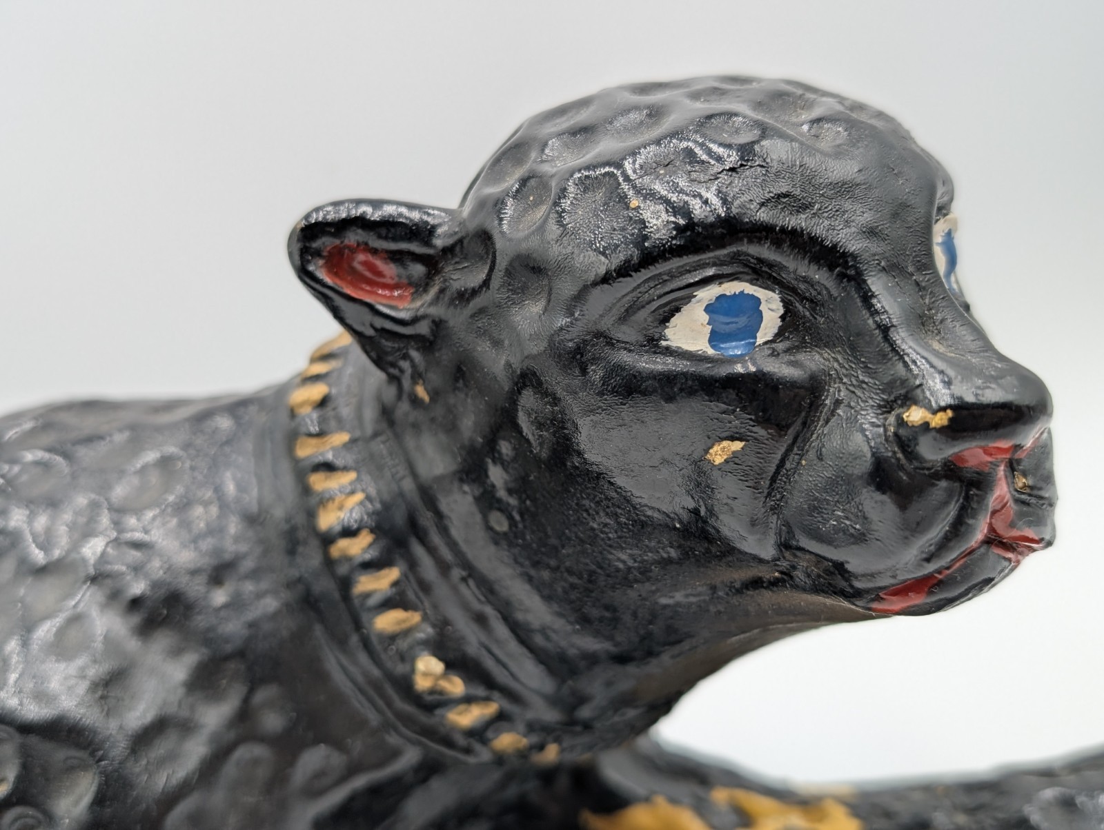 Panther Figurine 10lb MCM Antique Black Vtg 24″