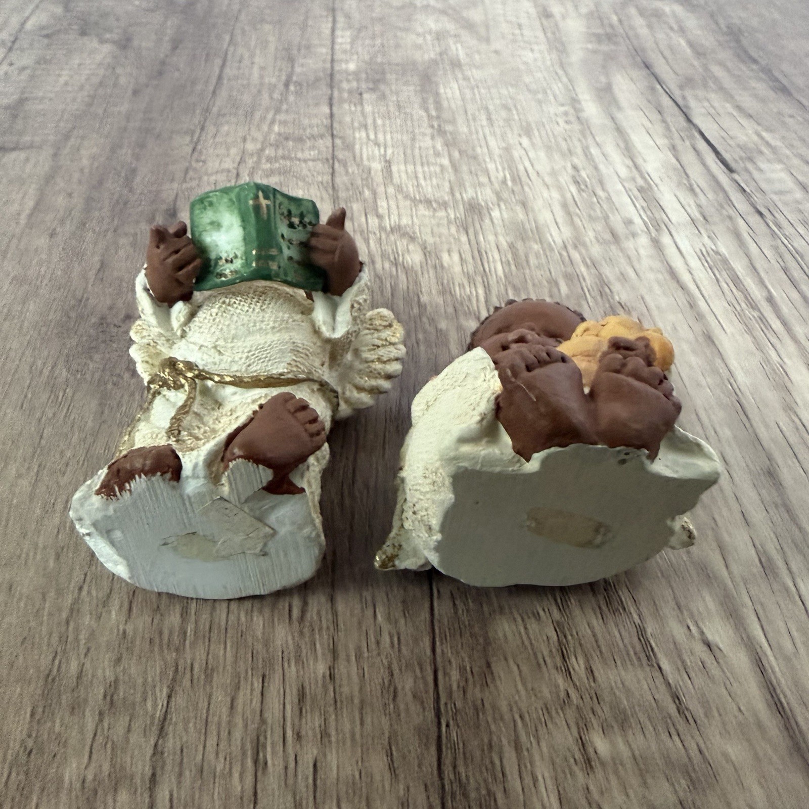 Set of 2 African American Angel Figurines Religious Everyday Black Art Decor