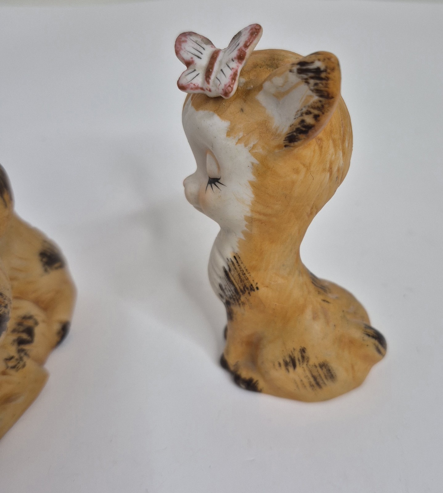 Vintage Big Eyed Deer Fawns Pair With Laying and Sitting