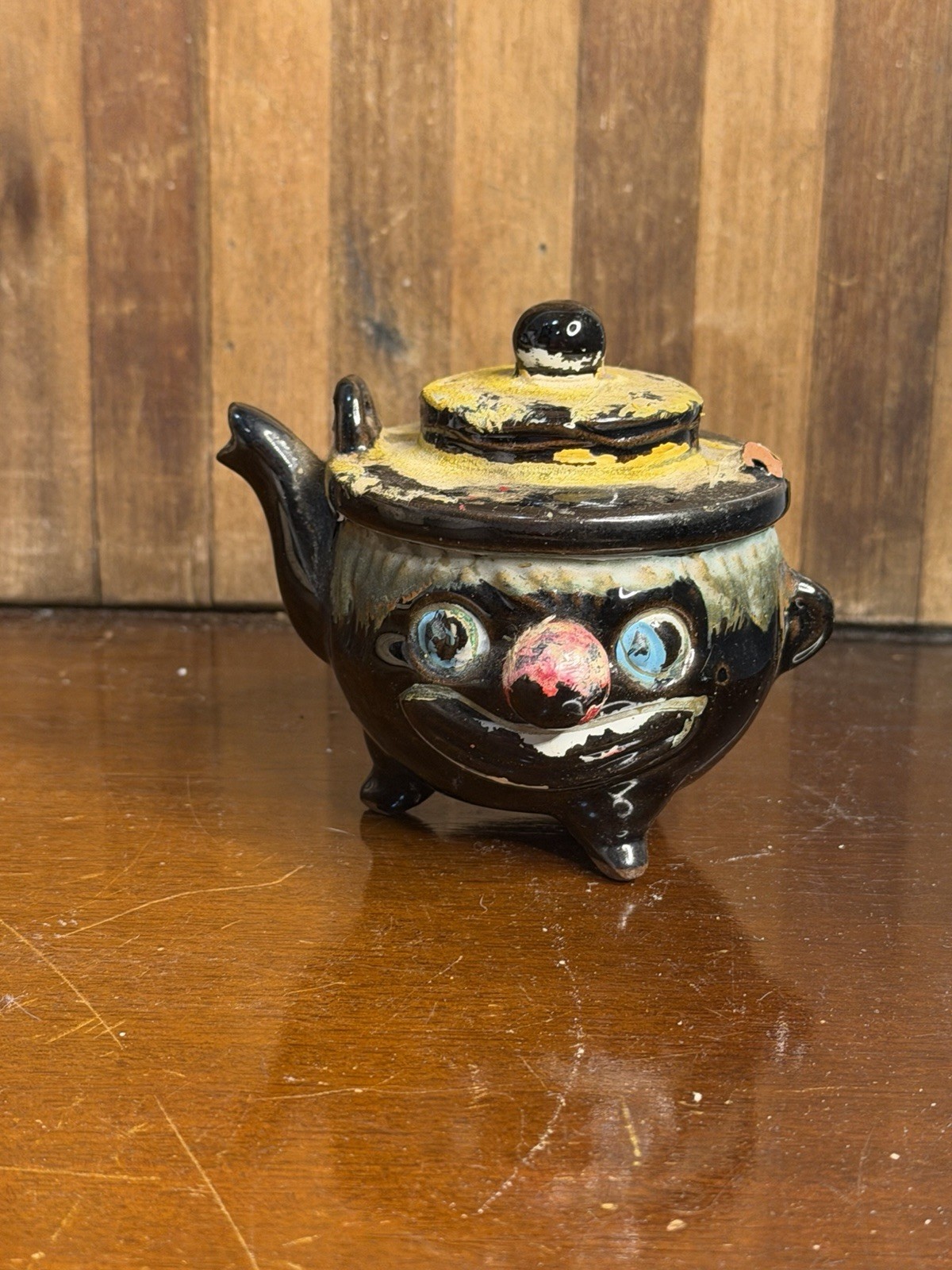 Thames Redware Clown Face 1940′-1950’s From Japan Antique Vtg No Lids Set 3 #069