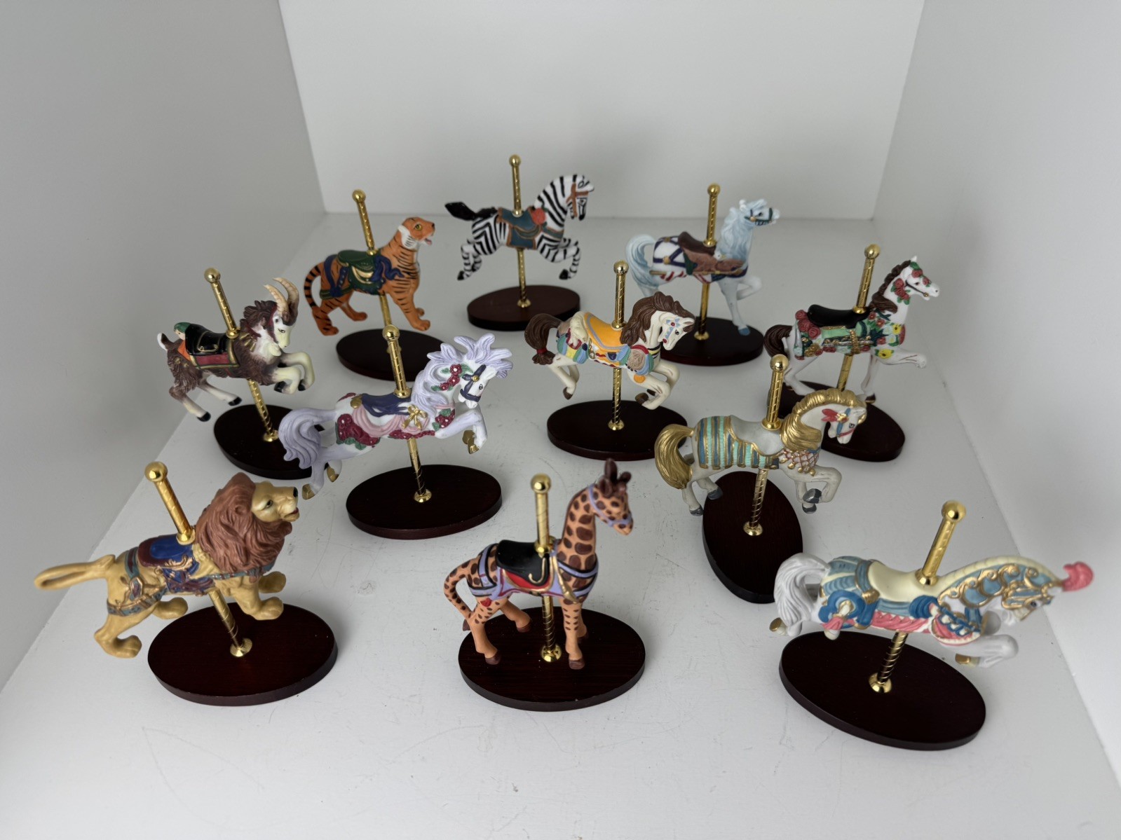 Franklin Mint Treasury of Carousel Art 1988 Set of 12 Animals Without Stand