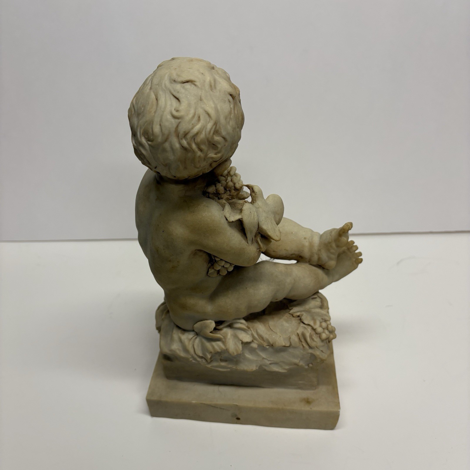 Marble Style Cherub Classical Style Holding Grapes Cottage Porch