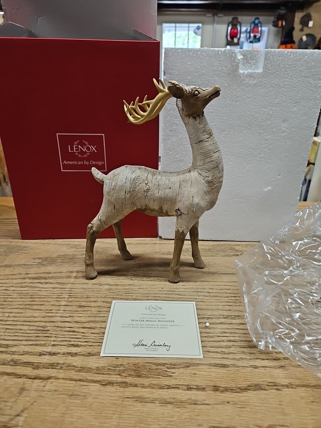 Lenox Magic Reindeer Figurine Centerpiece Winter Magic Christmas wood w box