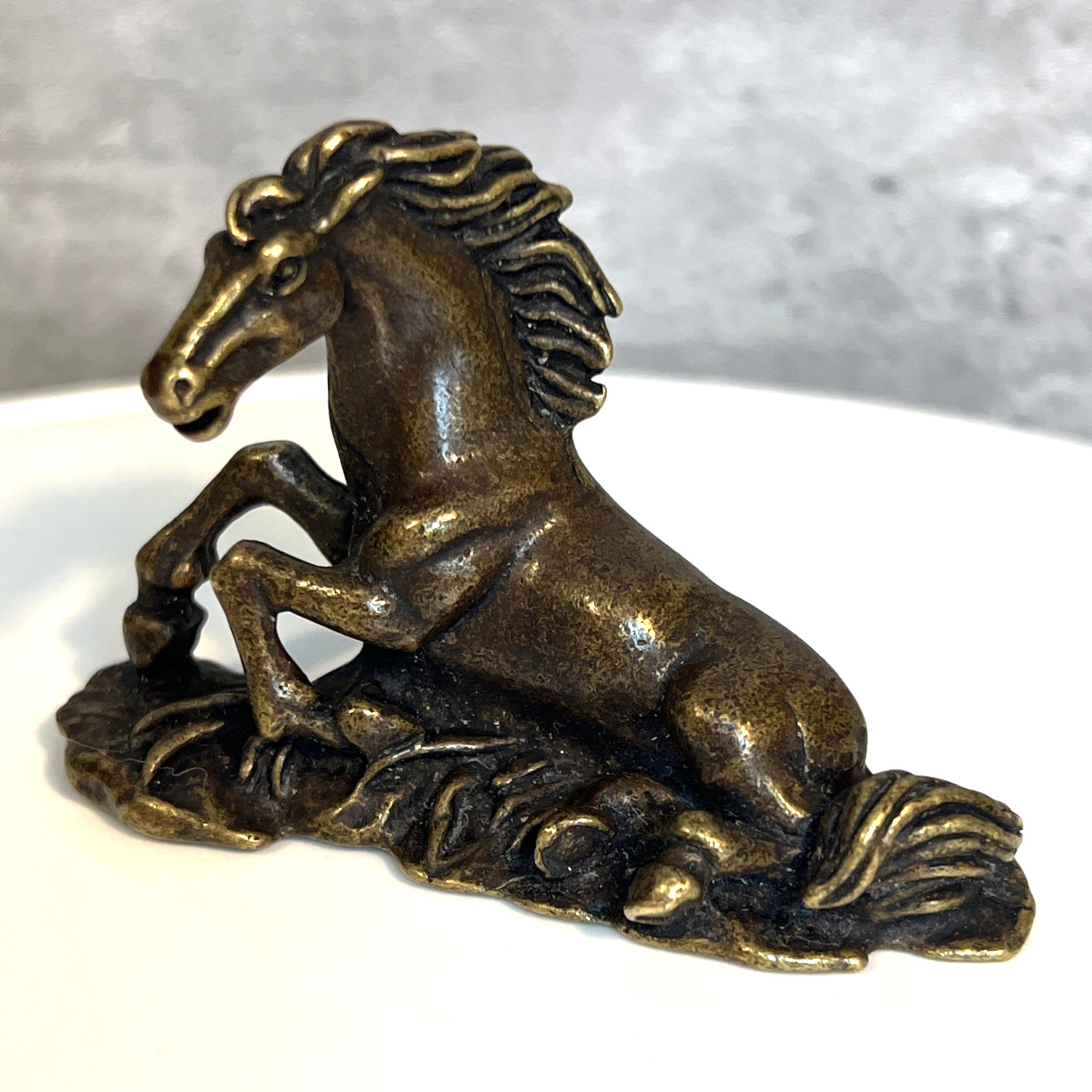 Vintage Solid Brass Horse Sculpture Figurine Small 2.5 Inches