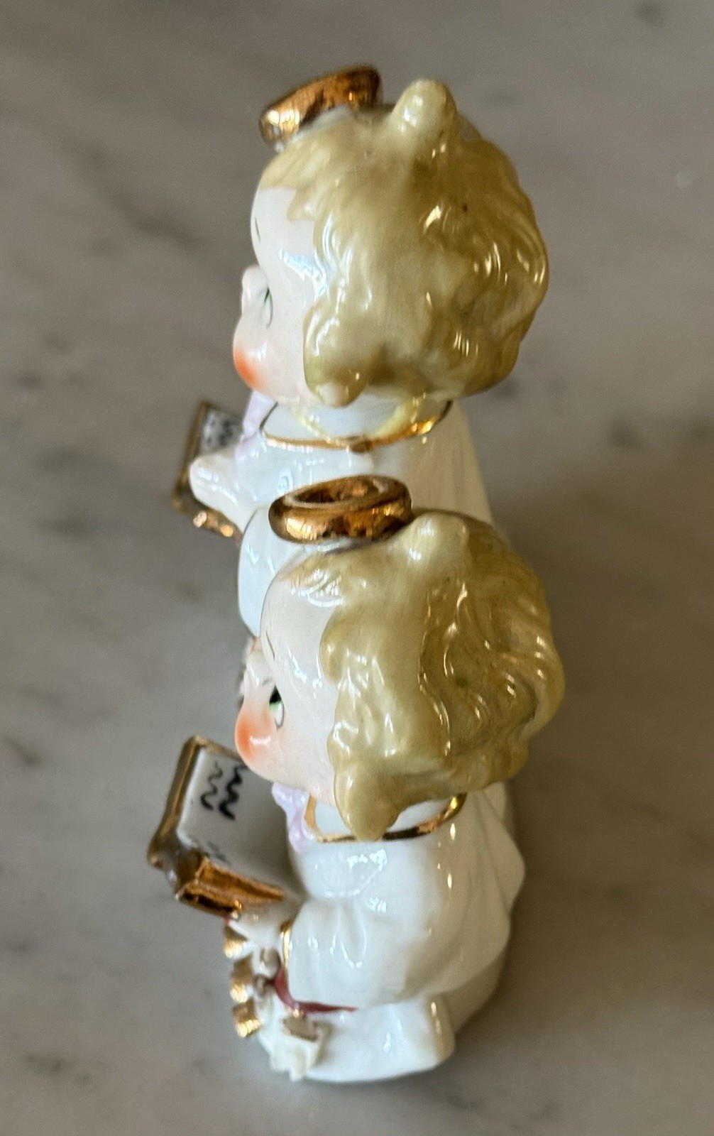 Vintage Hand-Painted Ajax Gold Star Sugar Base Angel Choir Figurines