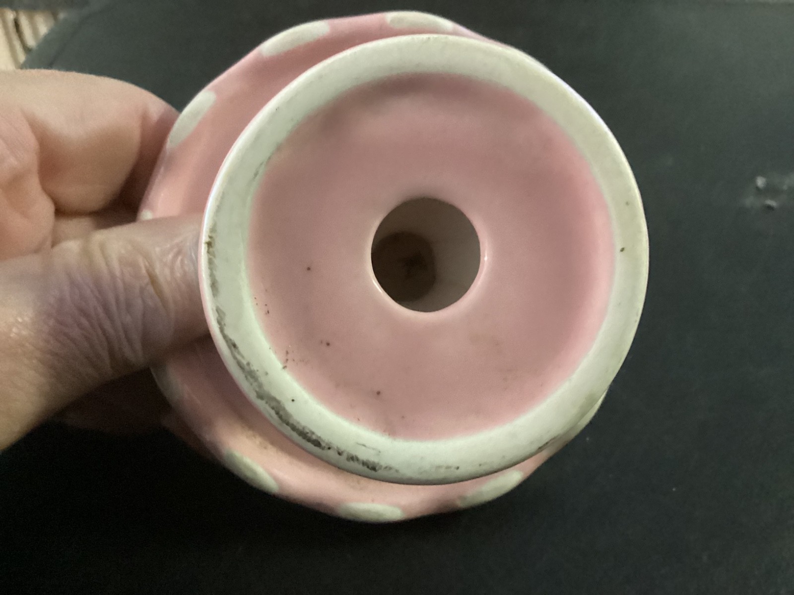 Small Ceramic Pink Pedestal Display Stand