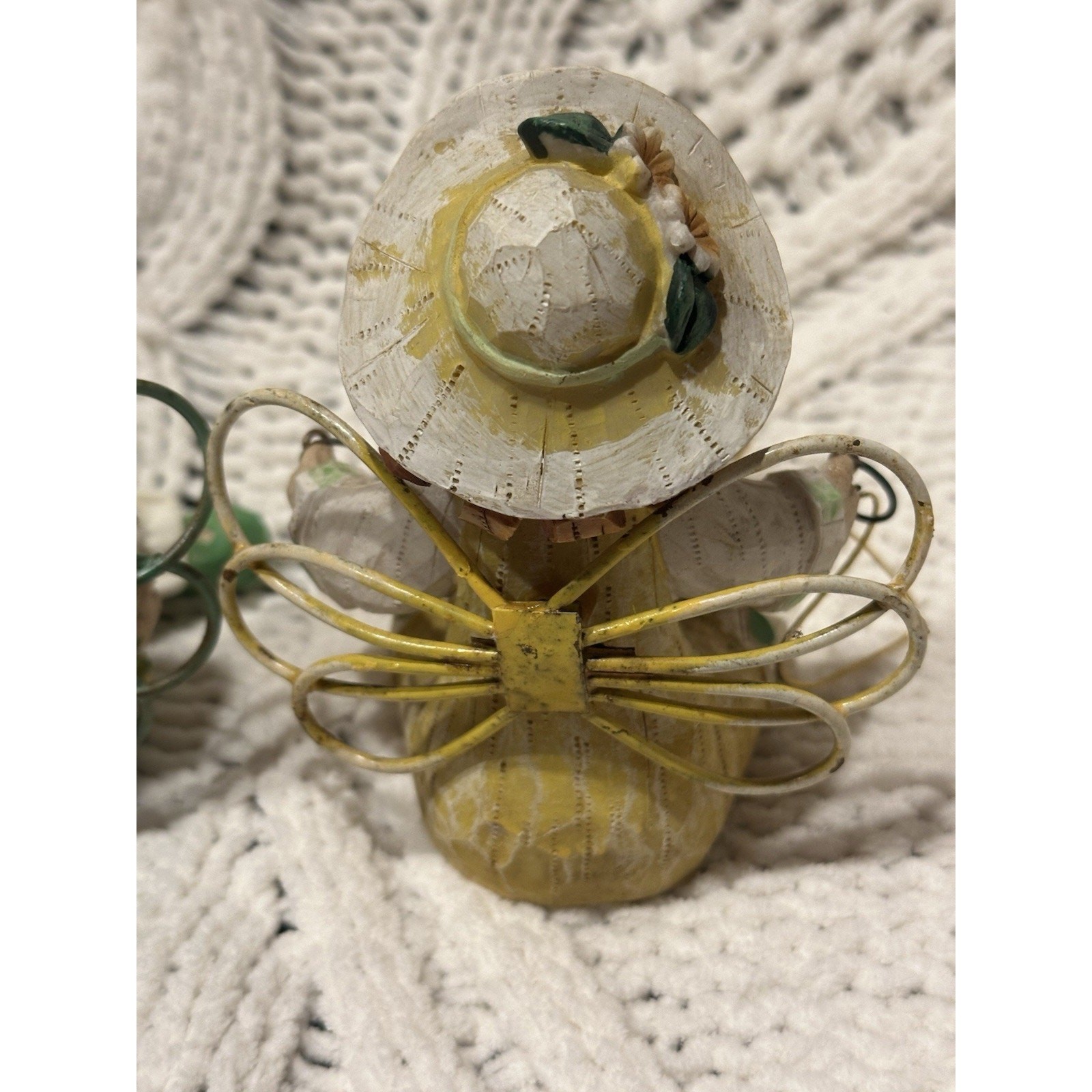 2 Girls w/ Wings Shelf Sitters Garden Spring Summer Outdoors Floral Green Yellow