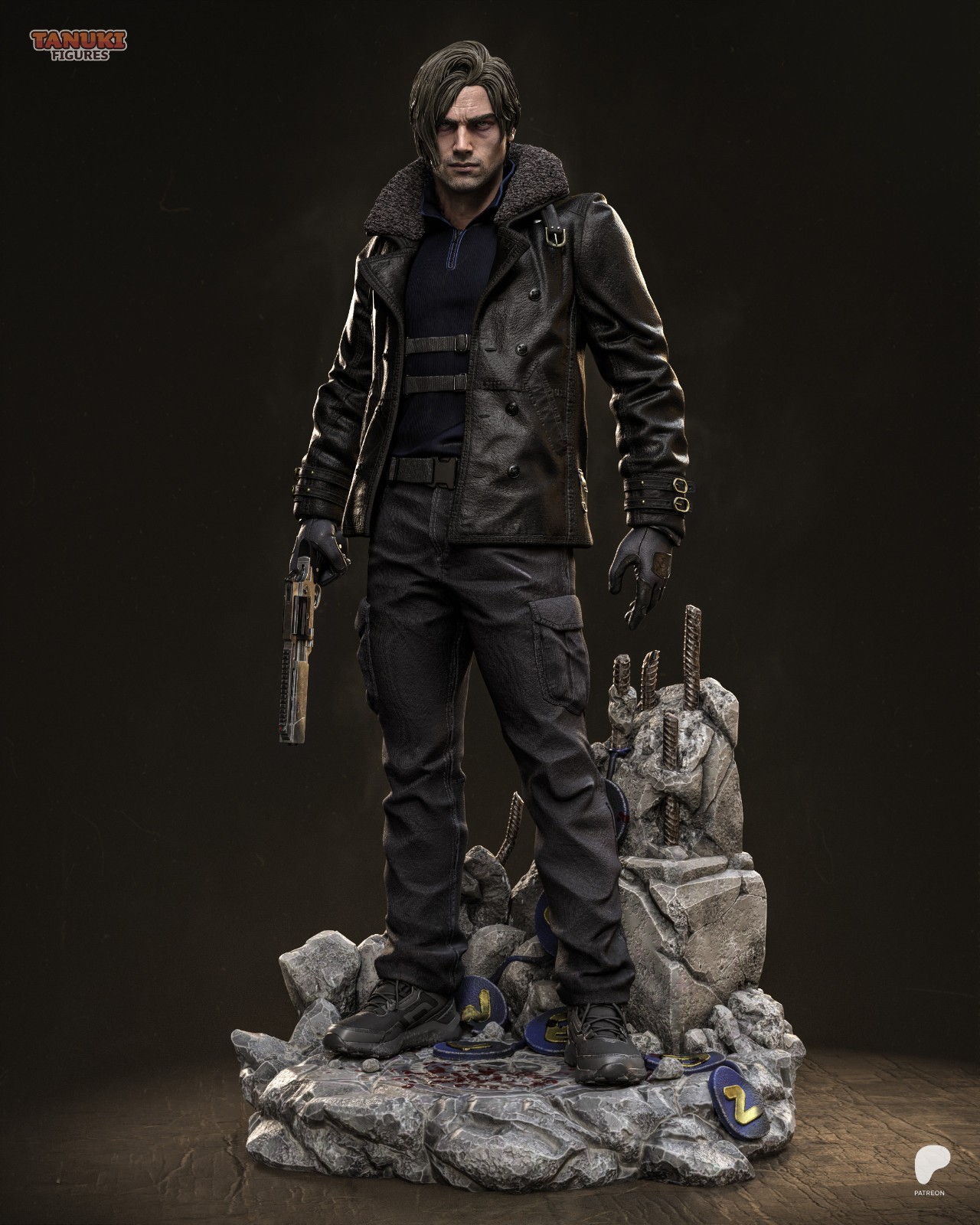 Leon S Kennedy Figurine Resident Evil Hand Painted Model / DIY Kit 26 pcs
