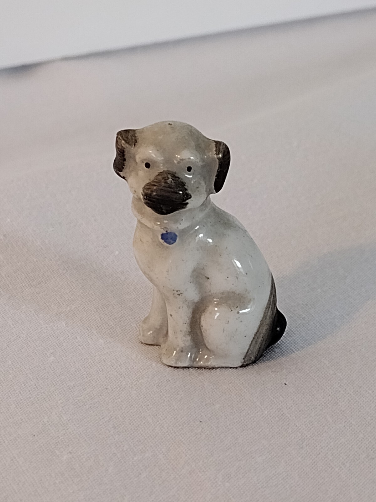 Vintage Hollow Polymer Pug, Miniature Figurine