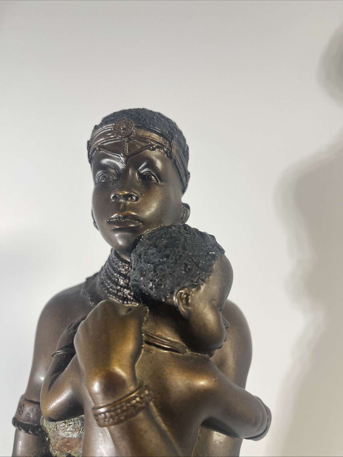 VintageAfrican Statue Mother And Child Figurine Realistic Sculpture 20” Tall