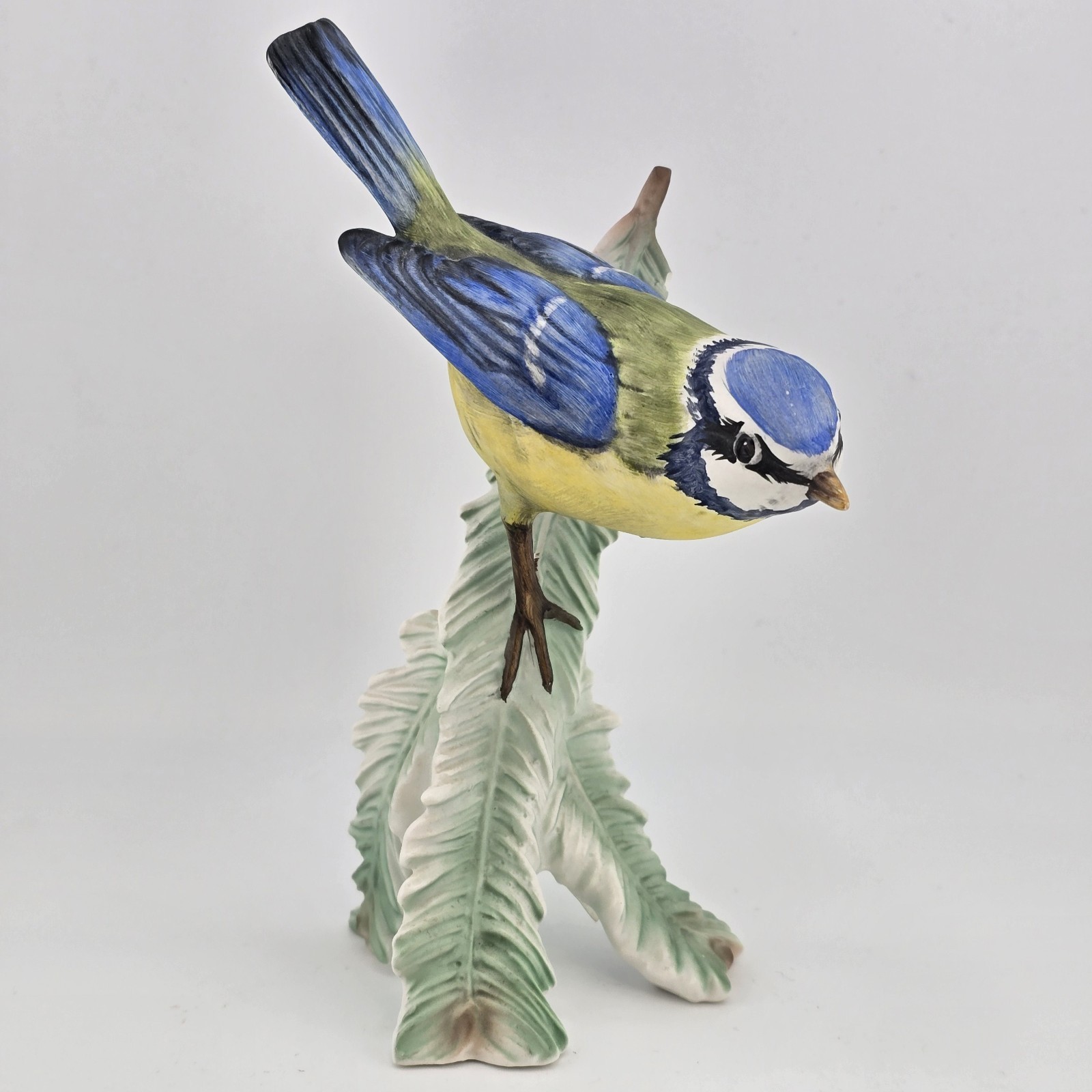 Goebel Blue Titmouse Bird on Branch Figurine 1970s W Germany Porcelain Matte 6″