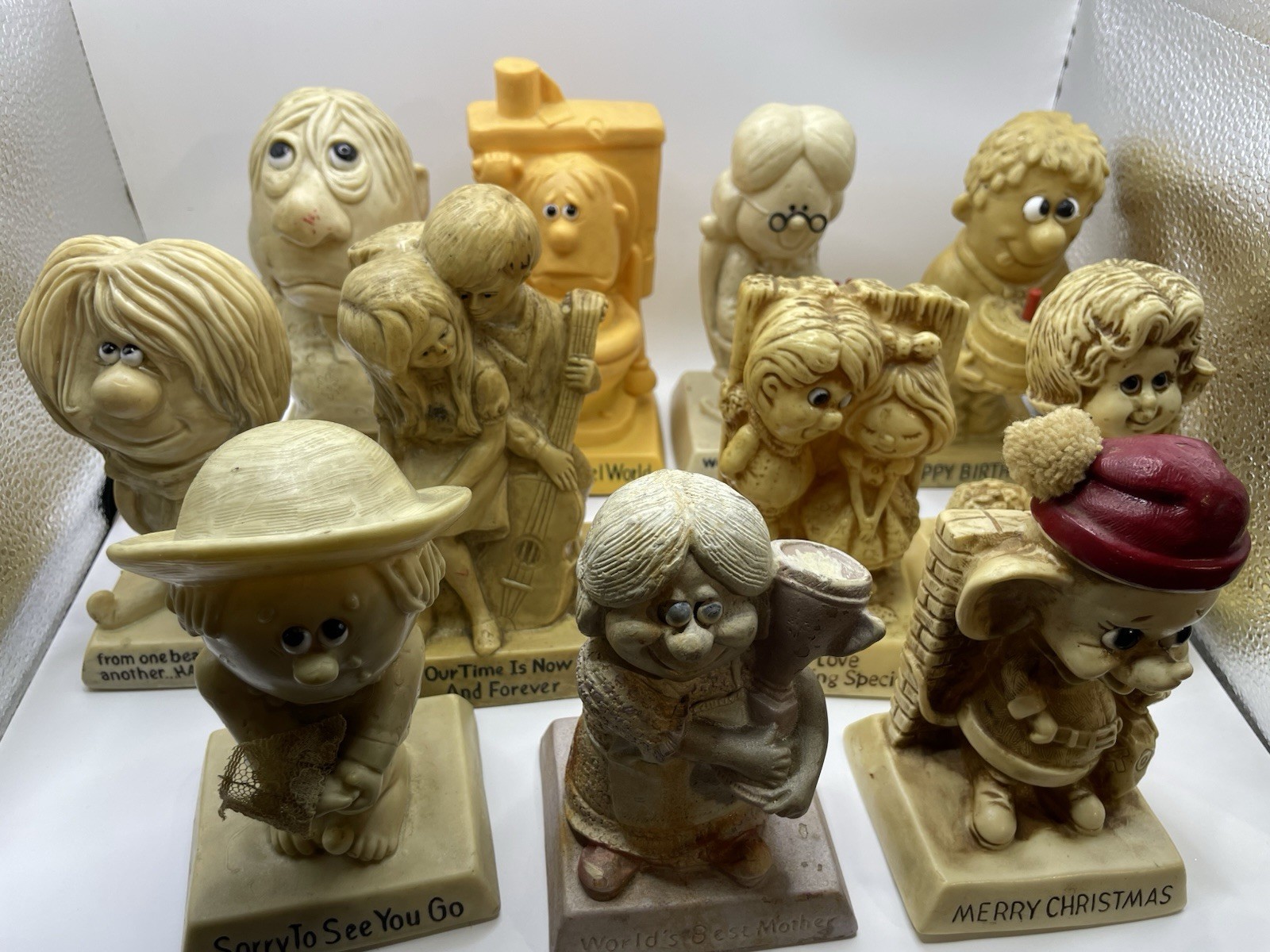 Russ & Wallace Berrie Vintage Figurines 11 Pc Set, 1970s Sillysculpt