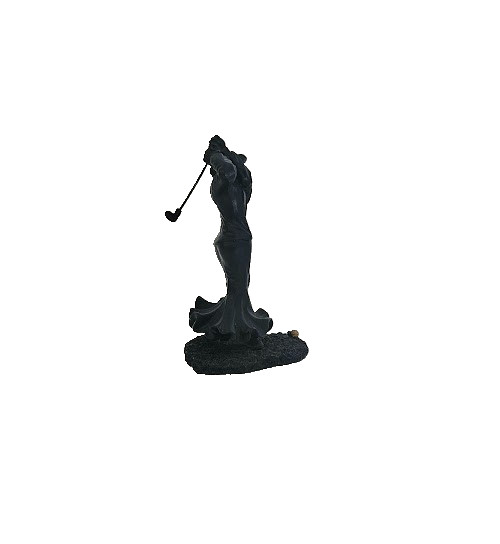 Vintage Victorian Style Lady Golfer Figurine Black Resin Small Collectible Statu