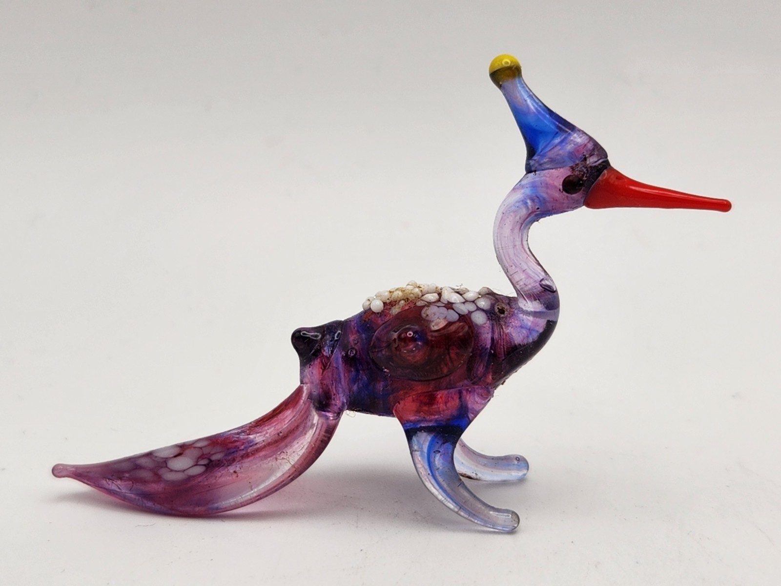 Handmade Art Glass Peacock Bird Lampwork Miniature Colorful Art Animals