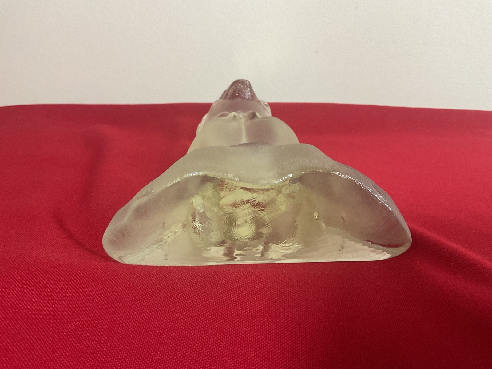Vintage Viking Glass Praying Child Figurine Clear Frosted Glass Bookend Paperwei