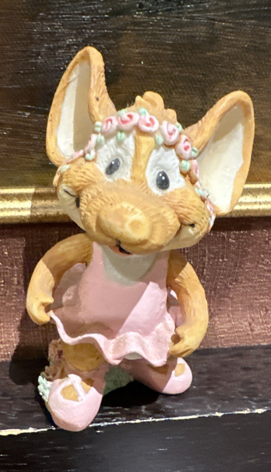 Happy Miniature Mouse princess In A Pink Dress 3.25” Figurine Cake Topper