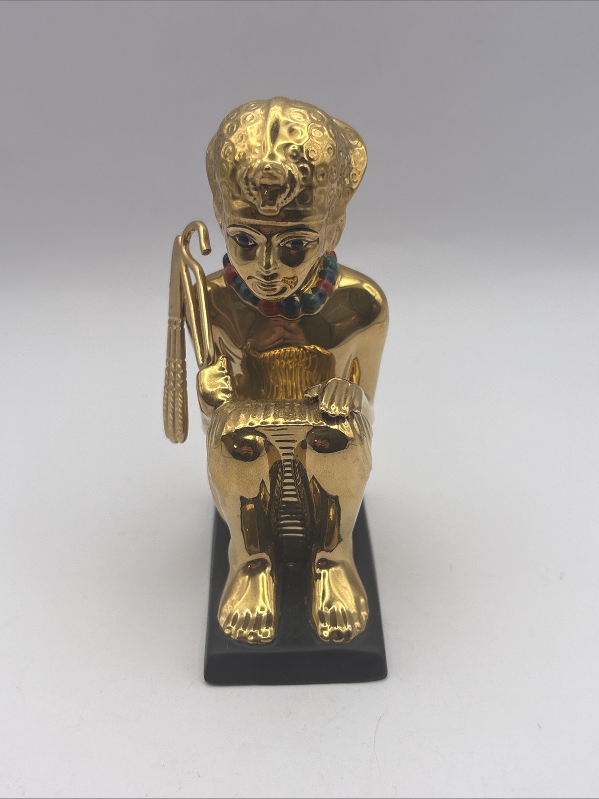 The Franklin Mint King Tut Squatting Treasures of Tutankhamun Porcelain Figurine