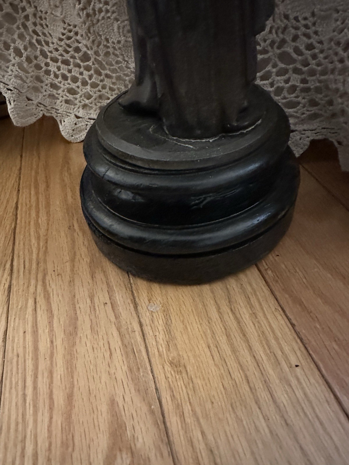 Beautiful Antique Bronze Statue Woman Flowers Heavy 17″ As Is ** Missing Arm