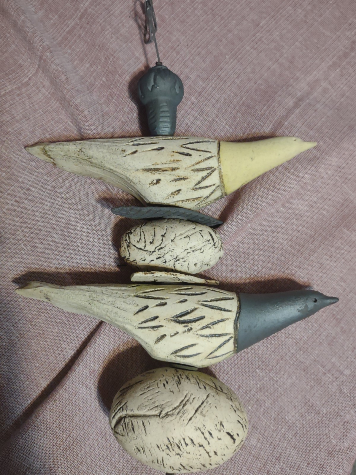 Stephen Fabrico Studio Pottery Bird And Egg Nests Porch Hanging Decor Yard Art