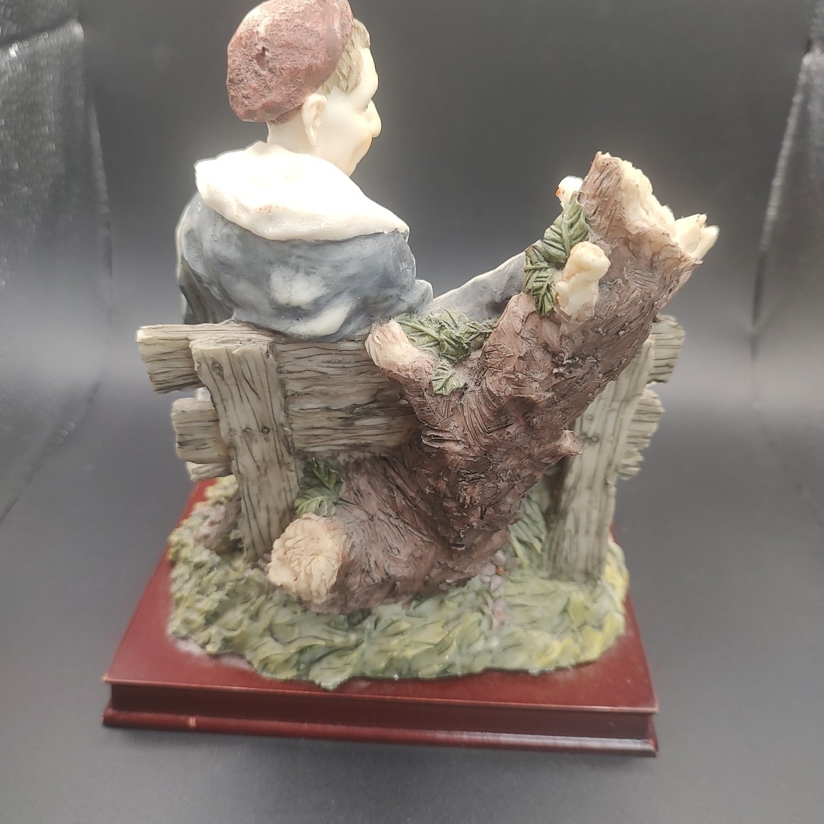 Vintage Capodimonte-style Porcelain Hobo Figurine 7 Inches Tall on Wooden Base