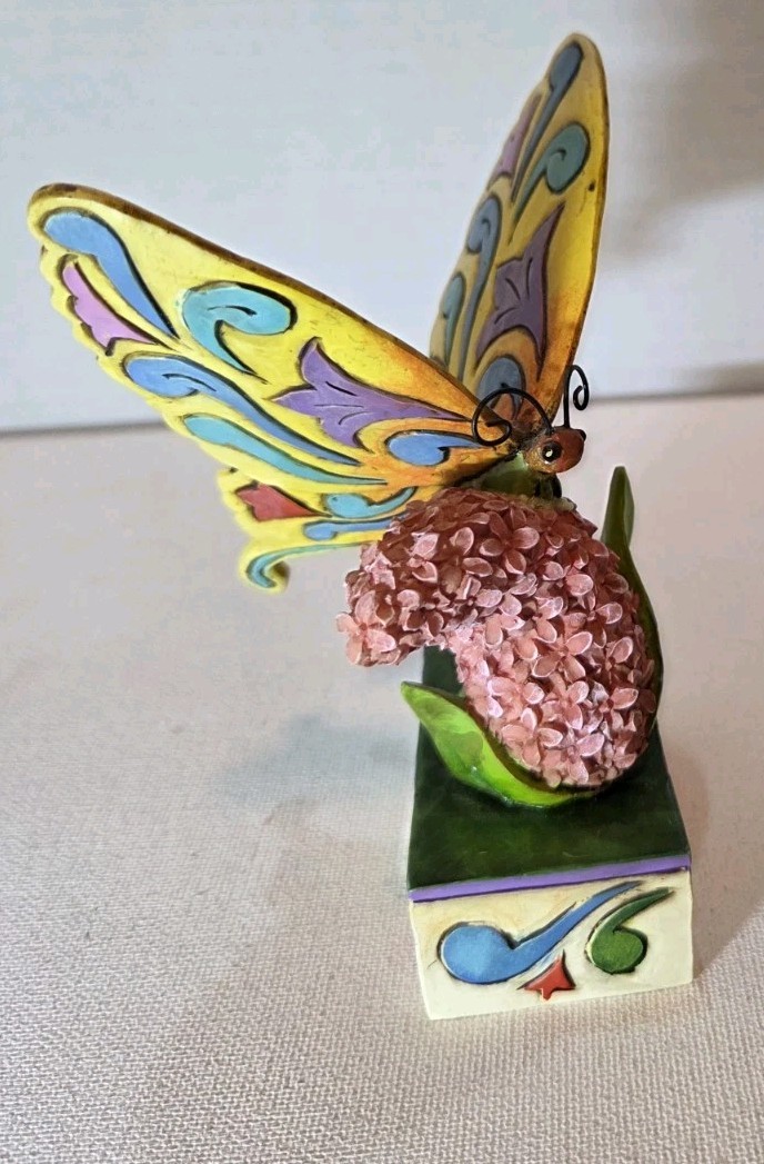 Jim Shore”Butterfly Kisses” Figurine Heartwood Creek Enesco, 2013 Stone Resin