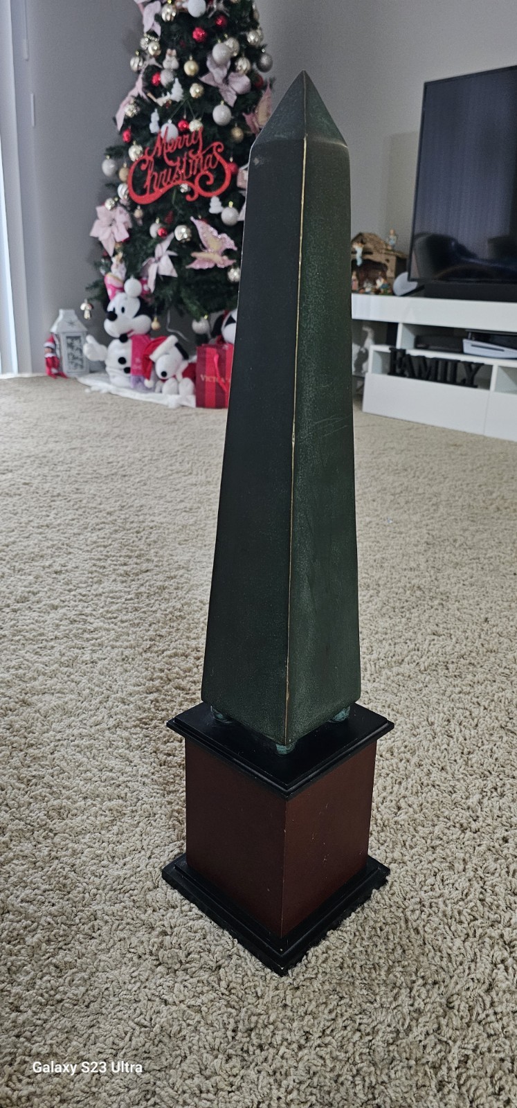 Egyptian Style Obelisk Sculptures Set of 2 Stone Wood Monuments Decor