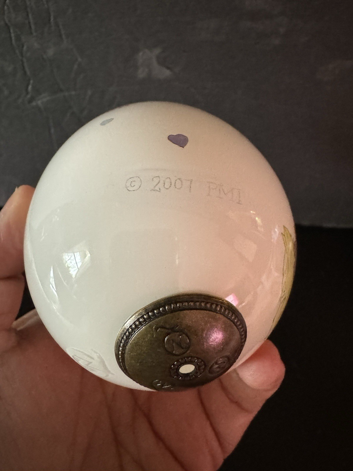 Precious Moments Porcelain Egg with Stand make a joyful noise