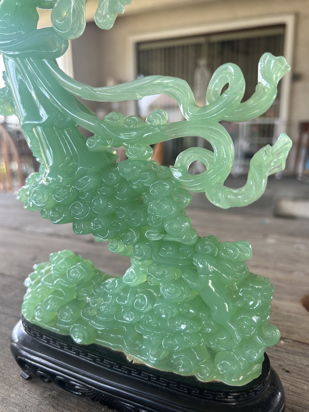 Vintage Faux Jade Geisha Asian Women -Resin Figurine Made In Hong Kong 12.5 In