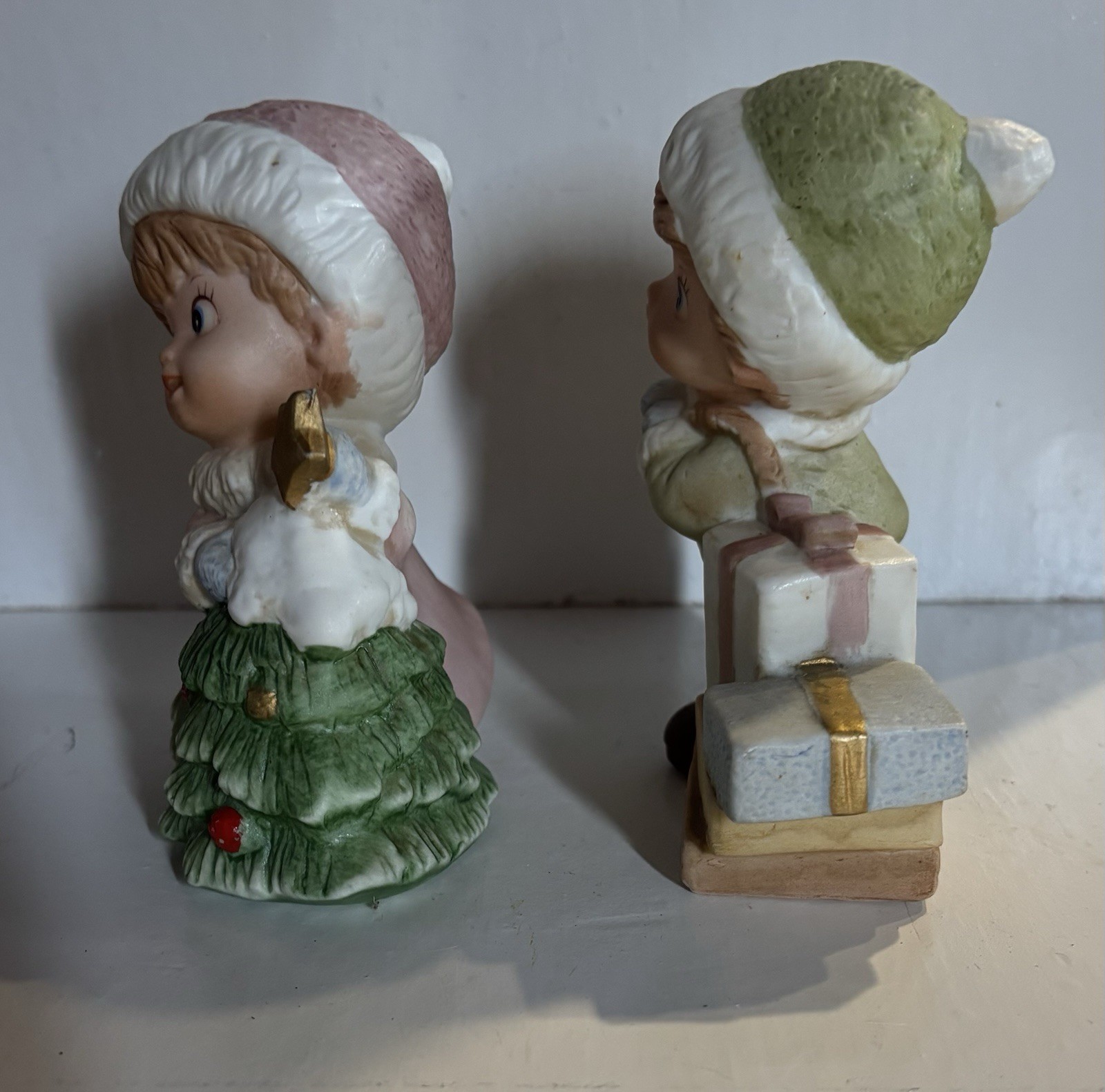 Vintage Homco Christmas 5556 Porcelain Christmas Boy & Girl Figurines