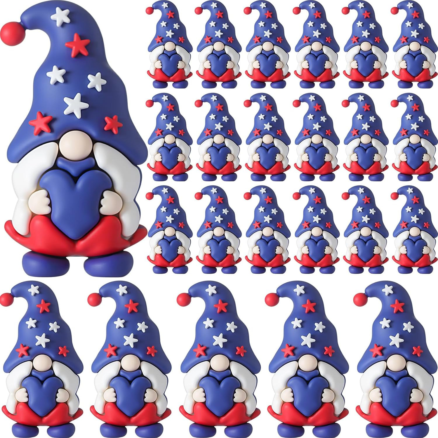 25 Pcs 4Th of July Mini Gnome Figurine Patriotic Gnomes Decoration Memorial Day