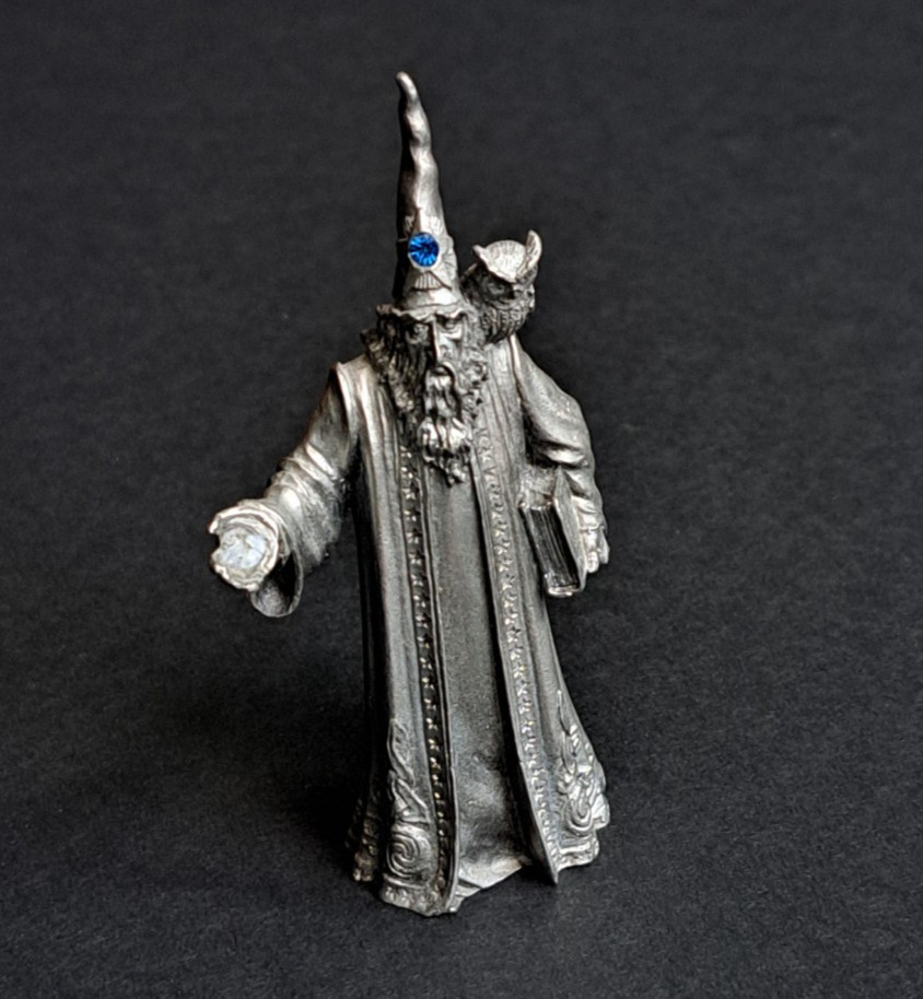 Perth Pewter Ray Lamb Wizard Magic Figurine Owl Small Metal Statue 1990 Vintage