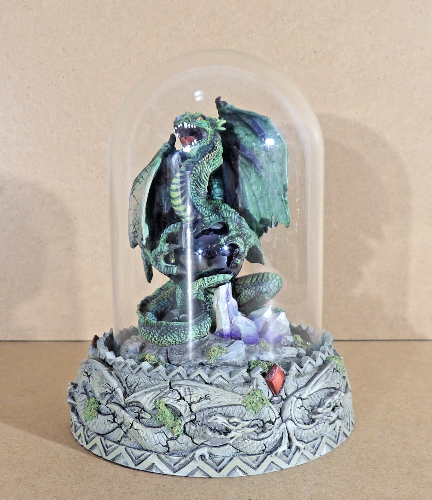Dragonfire Michael Whelan Dragon Collection Glass Domed Figurine Franklin Mint