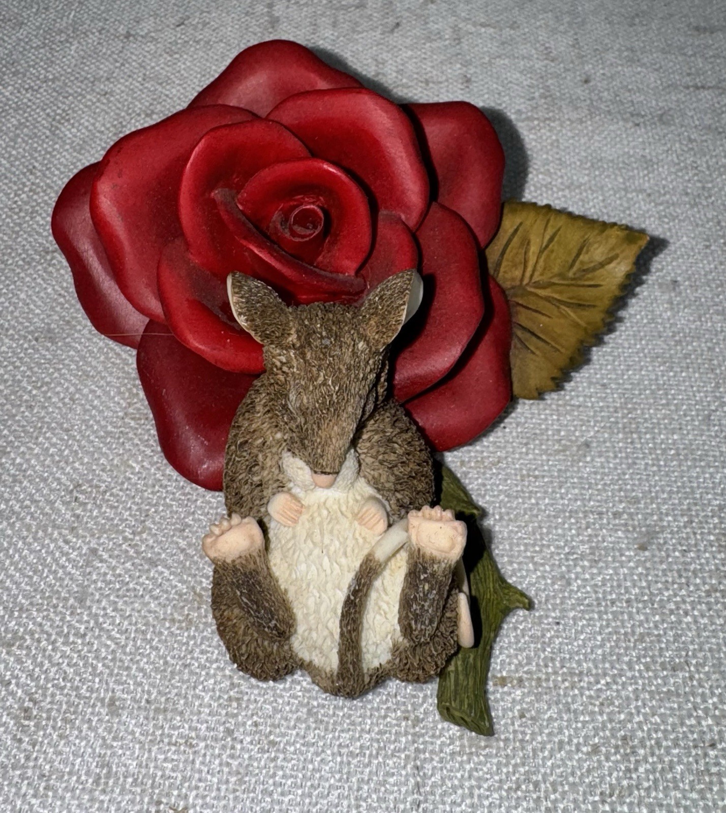 After The Party Aromatherapy Mouse Figurine with Rose Flower Munro 2001 19450