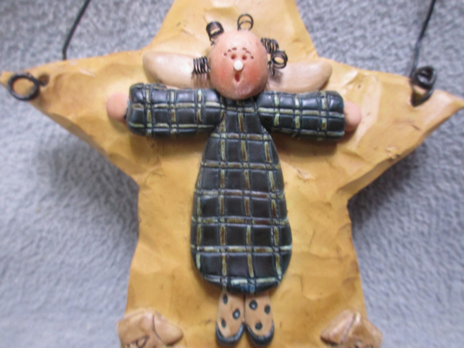 Blossom Bucket Angels Are Amoung Us Primitive Country Star Decor Doll Wire Hair