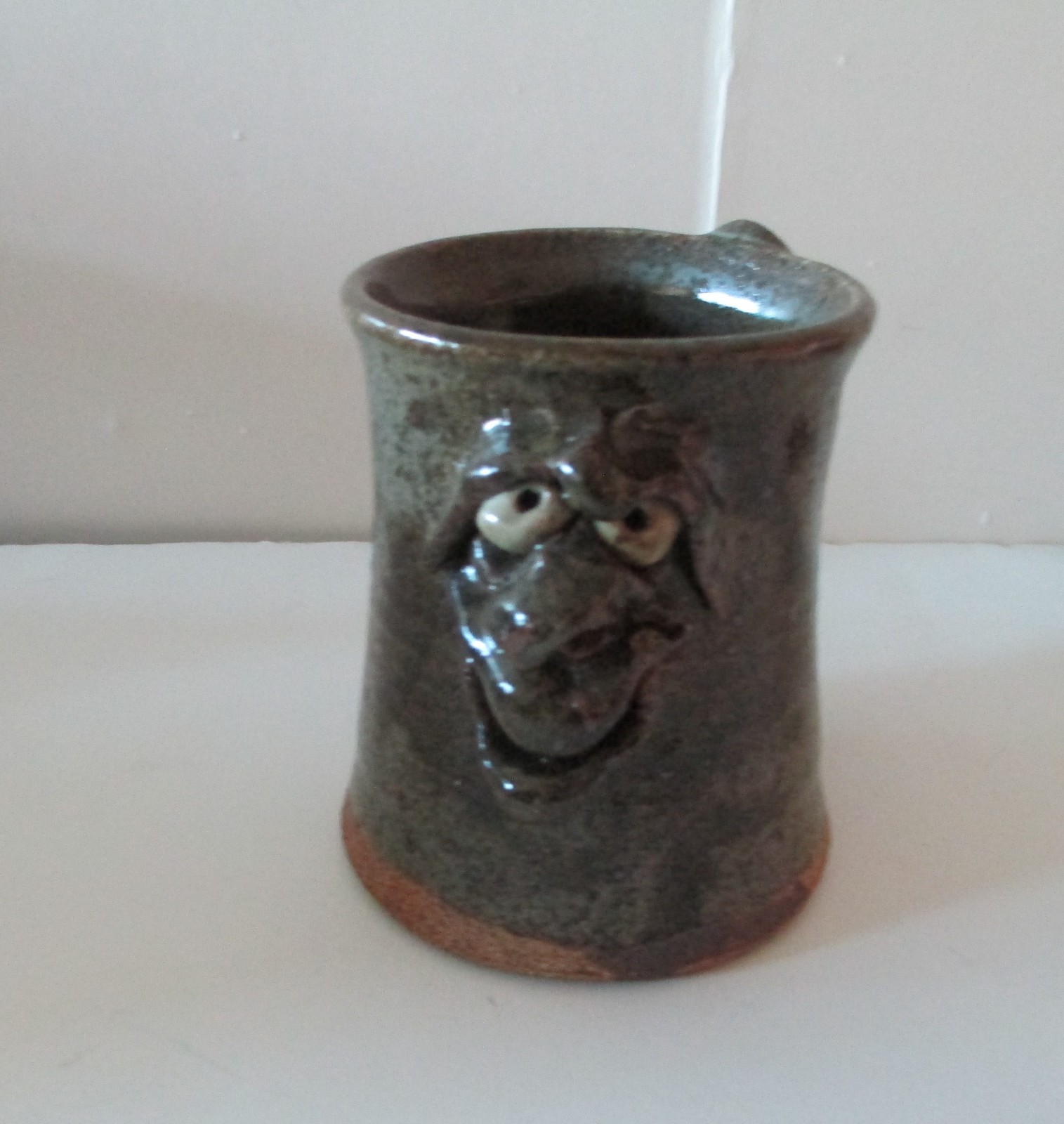 ’79 Signed (Brown) Stoneware Teeth Ogre UGLY Goofy Face Folk Art Pottery MUG (#4