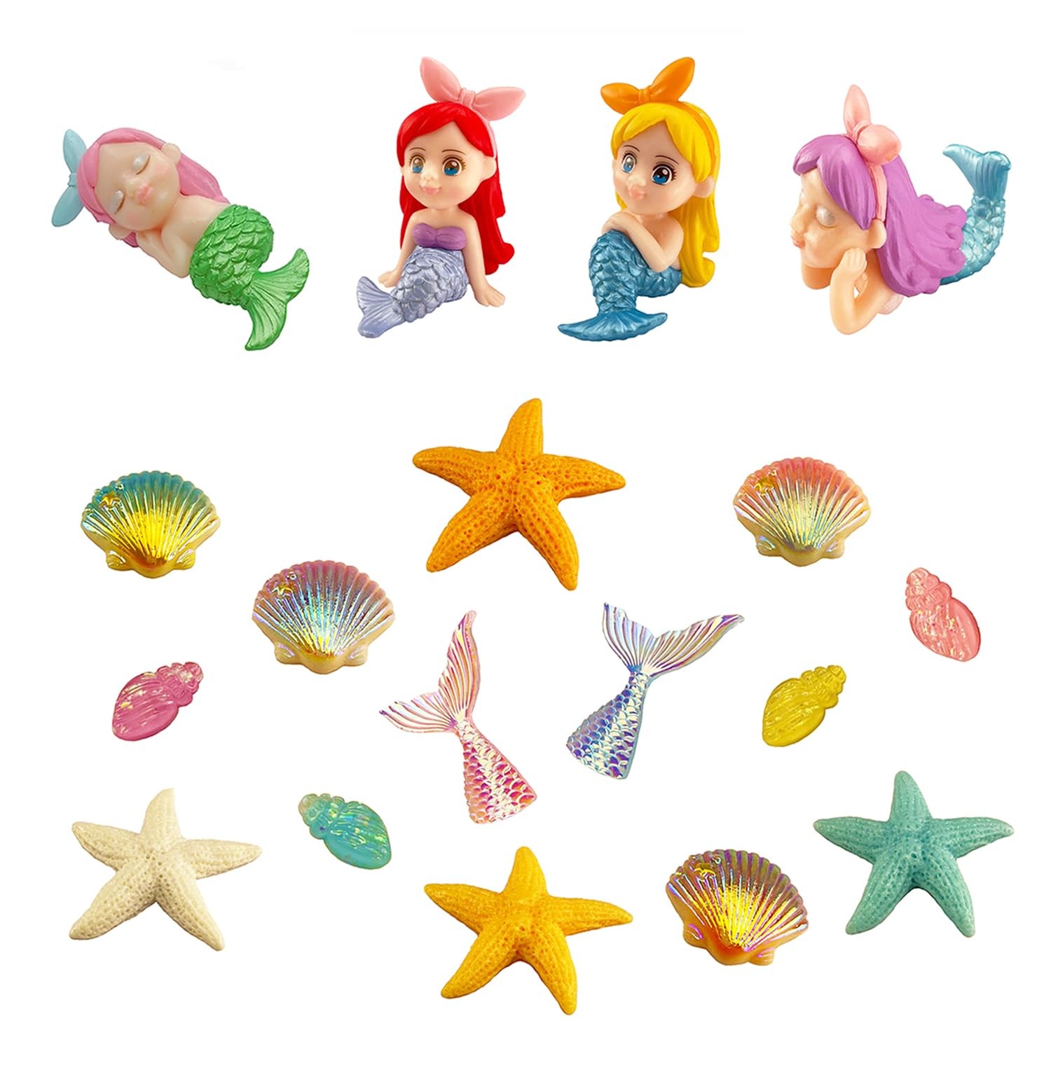 18 Pcs Miniature Mermaid Figurines Sets,Mini Mermaid Tail Figurines Mini Star…