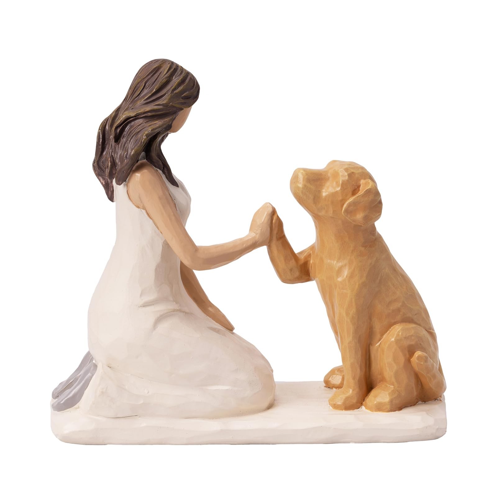Resin Woman With Dog Figurines Sympathy Dog Memorial Pet Loss Gifts