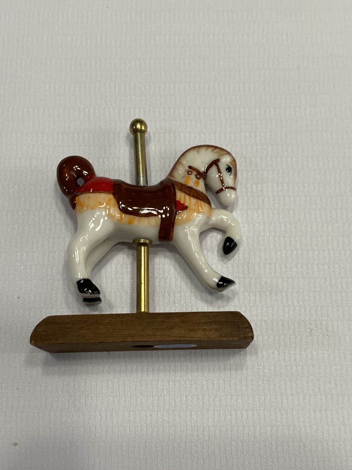 The Bug House Miniatures Authentic Bone China #285 Carousel Horse Taiwan 3pc NIB