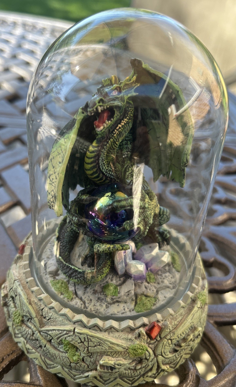 “DRAGONFIRE”-FRANKLIN MINT LIMITED EDITION HAND-PAINTED/NUMBERED FIGURINE W/DOME