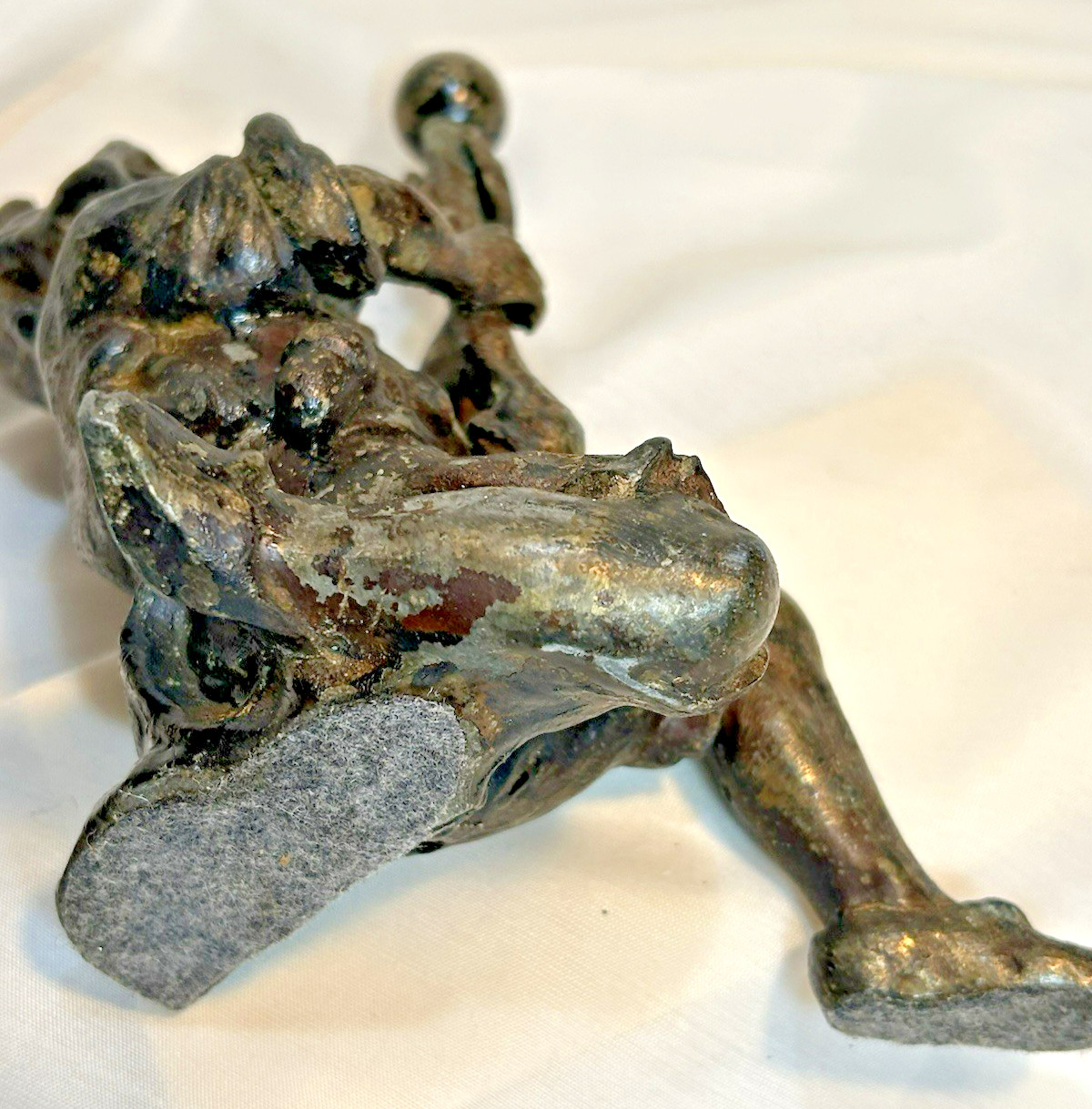 Metal Spelter Statue Door Stop Gnome Man with Staff