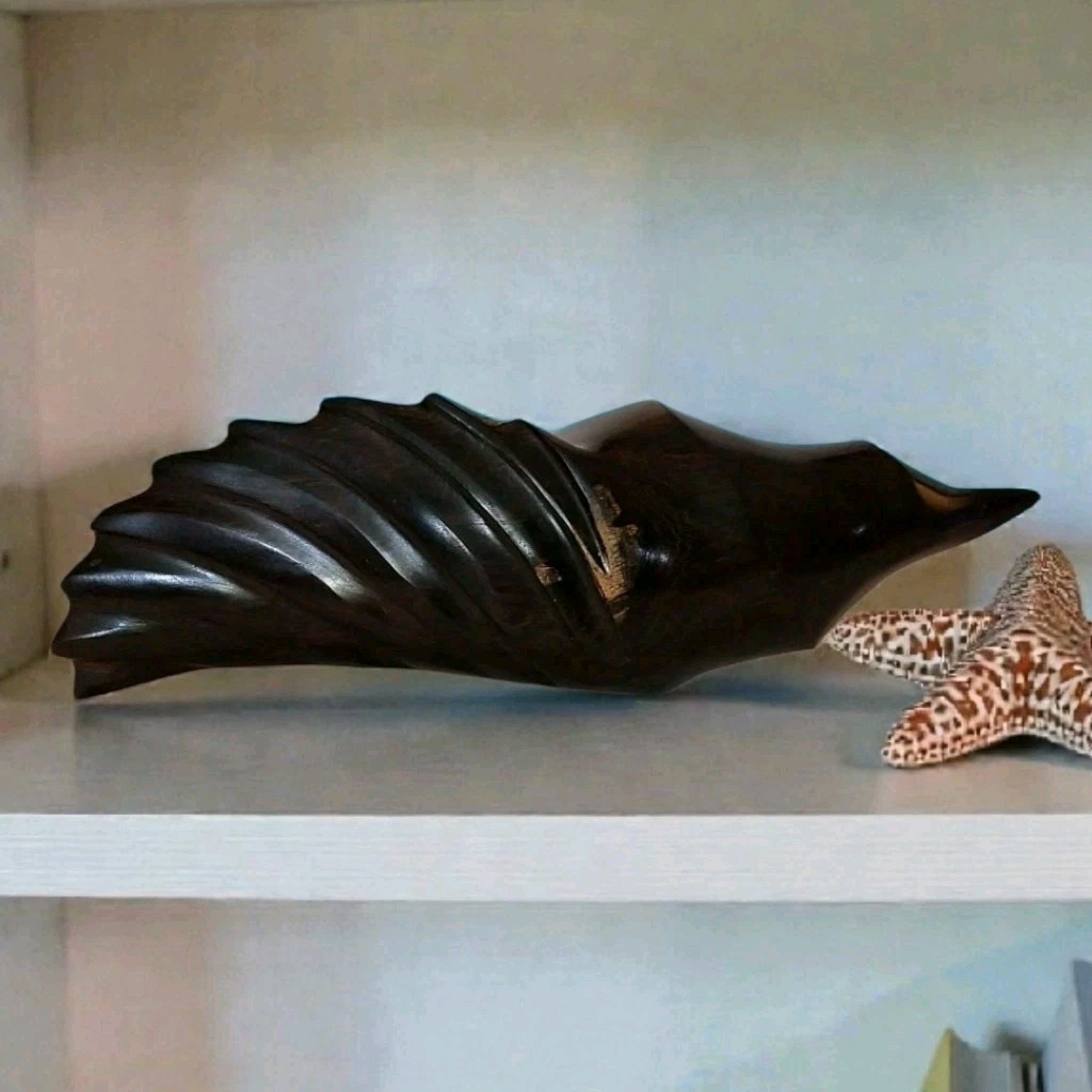 Vintage Carved Ironwood Conch Shell 8″ Long Seashell Nautical Beach Décor EC