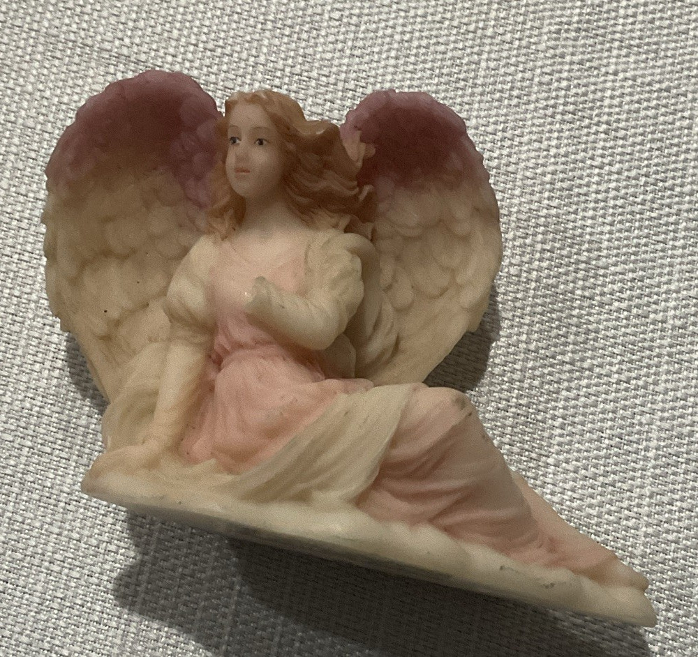 Anne Geddes Pink & White Painted Resin Angel Figurine w/ Wings Small 1998